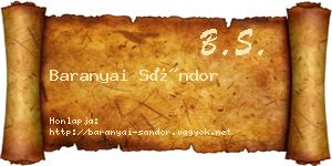 Baranyai Sándor névjegykártya