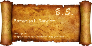 Baranyai Sándor névjegykártya